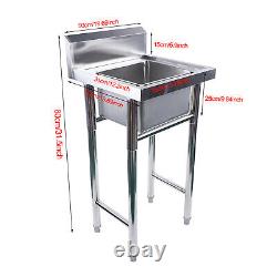 For Restaurant Kitchen Single Tank Stainless Steel Sink Wash Basin Commercial