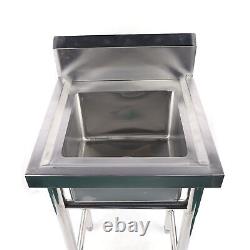For Restaurant Kitchen Single Tank Stainless Steel Sink Wash Basin Commercial