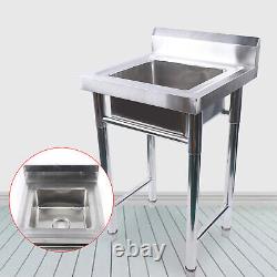Freestanding Catering Single Sink Utility Kitchen Wash Basin Stainless Steel