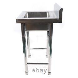 Freestanding Catering Single Sink Utility Kitchen Wash Basin Stainless Steel
