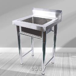 Freestanding Laundry Single Sink Stainless Steel Utility Kitchen Wash Bowl Basin