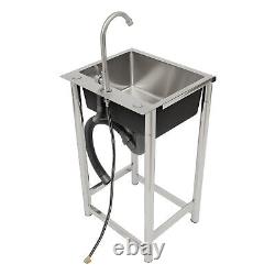 Freestanding Laundry Single Sink Utility Kitchen Wash Bowl Basin Stainless Steel