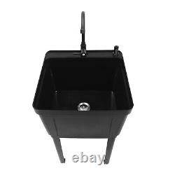 Freestanding Laundry Utility Sink Wash Tub Floor Mount Single Faucet Bowl Basin