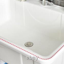 Freestanding Utility Sink Laundry Tub Cold & Hot Faucet Outdoor Wash Bowl Basin