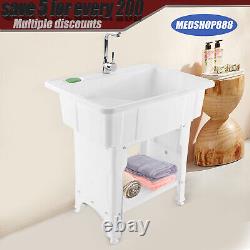 Freestanding Utility Sink Laundry Tub /Floor Mount Single Faucet Wash Bowl Basin