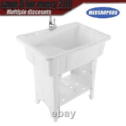 Freestanding Utility Sink Laundry Tub /Floor Mount Single Faucet Wash Bowl Basin