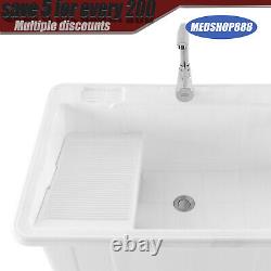 Freestanding Utility Sink Laundry Tub /Floor Mount Single Faucet Wash Bowl Basin