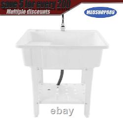 Freestanding Utility Sink Laundry Tub /Floor Mount Single Faucet Wash Bowl Basin