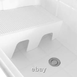 Freestanding Utility Sink Laundry Tub, Floor Mount Single Faucet Wash Bowl Basin