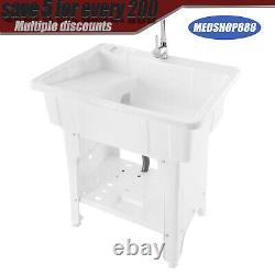 Freestanding Utility Sink Laundry Tub /Floor Mount Single Faucet Wash Bowl Basin