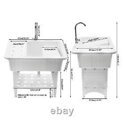 Freestanding Utility Sink Laundry Tub Sink Wash Station with Faucet -White