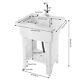 Freestanding Utility Sink Laundry Tub Wash Bowl Basin Hot&cold Faucet Washboard