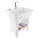Freestanding Utility Sink Laundry Tub Wash Bowl Hot Cold Faucet Basin +washboard