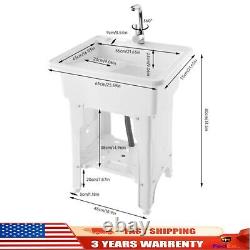 Freestanding Utility Sink Laundry Tub with Hot &Cold Faucet Wash Bowl Basin + Pipe