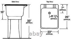 Freestanding White Laundry Garage Sink Utility Bowl Wash Tub Basin Mustee Drain