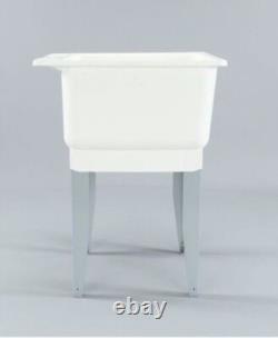 Freestanding White Laundry Garage Sink Utility Bowl Wash Tub Basin Mustee Drain