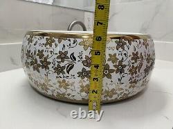 Golden Floral Ceramic Countertop Wash Basin Sink Elegant Bathroom Vanity Bowl