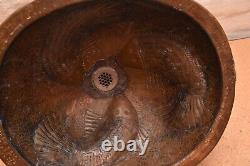 Hand Hammered Patina Rustic Pure copper sink Wash Basin Lavatory Koi Fish 18