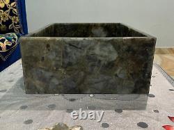 Handmade Wash Basin Sink Labradorite Gems Stone Inlay Bathroom & Kitchen Decor