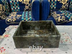 Handmade Wash Basin Sink Labradorite Gems Stone Inlay Bathroom & Kitchen Decor