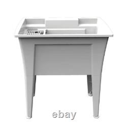 Heavy Duty Garage Utility Laundry Sink 32 In. X 22 In. Wash Washing Bowl White