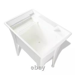 Heavy Duty Garage Utility Laundry Sink 32 In. X 22 In. Wash Washing Bowl White