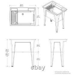 Heavy Duty Garage Utility Laundry Sink 32 In. X 22 In. Wash Washing Bowl White