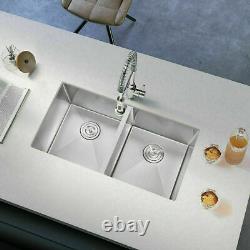 Kitchen Sink Washbasin Undermount Double Bowl Basin Stainless Steel Nano Sink