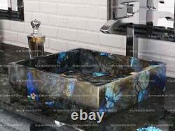 Labradorite Stone Wash Basin Sink, Blue Marble Sink, Wash Basin, Gems Stone Sink
