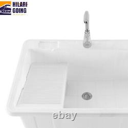 Laundry Sink Wash Tub Basement Worksite Basin Utility Sink & Faucet Freestanding