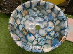 Natural Blue Agate Sink Wash Basin, Stone Wash Basin, Stone kitchen Sink Decors