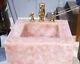 Natural Rose Quartz Agate Squareshape Sink Wash Basin Counter Top Kitchen Vessel