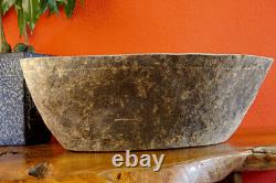 Natural Stone Wash Basin To 21 11/16in Round Gray Large Stone Sink Bathroom New