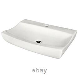 New 25x16 Porcelain Vanity Vessel Sink withFaucet Bathroom Countertop Wash Basin