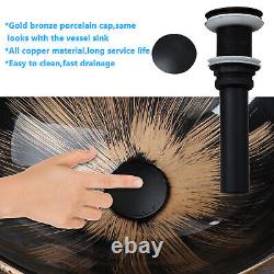 Oval Bathroom Sink Ceramic Washing Basin Black Waterfall Mixer Deck Mounted Taps