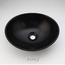 Oval Bathroom Vessel Sink Ceramic Washing Basin Bowl Waterfall Faucet Mixer Taps