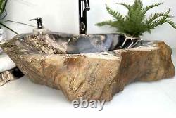PETRIFIED WOOD SINK, Stone Wood Sink, Stone Table Sink, Table Top Wash Basin