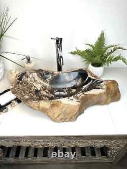 PETRIFIED WOOD SINK, Stone Wood Sink, Stone Table Sink, Table Top Wash Basin