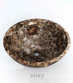 Petrified Stone Round Wash Basin Sink, Stone Sink, Handmade Wash Basin Sink Deco