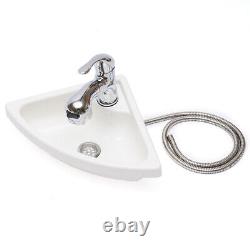 RV Boat Caravan Camper Corner Wash Basin Triangular Sink Acrylic Vessel Faucet