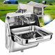 Rv Camper Caravan Folding Sink Stainless Steel Trailer Hand Wash Basin+ Faucet