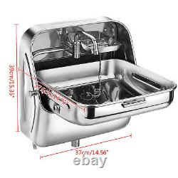 RV Camper Caravan Folding Sink Stainless Steel Trailer Hand Wash Basin+ Faucet