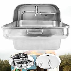 RV Camper Caravan Folding Sink Trailer Hand Wash Basin with Faucet Stainless Steel