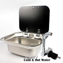 RV Caravan Sink Hand Wash Rectangular Basin For Camper Kitchen Stainless Steel