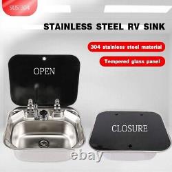 RV Caravan or Boat Stainless Steel Hand Wash Basin Sink with Folded Faucet Tempe
