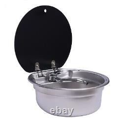 RV Caravan or Boat Stainless Steel Hand Wash Basin Sink with Tempered glass Lid