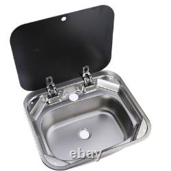 RV Hand Wash Basin Kitchen Sink with Lid Caravan Camper Boat 304 Stainless Steel