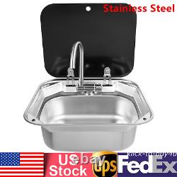 RV Kitchen Sink Unit Caravan Camper Hand Wash Basin with Faucet Stainless Steel