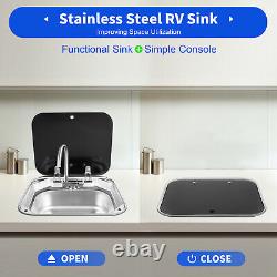 RV Kitchen Sink Unit Caravan Camper Hand Wash Basin with Faucet Stainless Steel