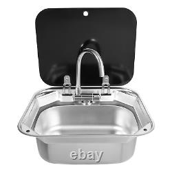 RV Kitchen Sink Unit Caravan Camper Hand Wash Basin with Faucet Stainless Steel